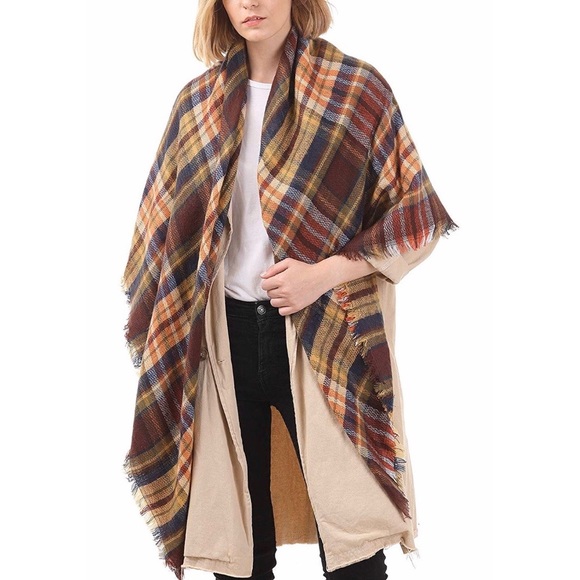 Classic Plaid Blanket Oversized Cozy Scarf - Picture 2 of 7